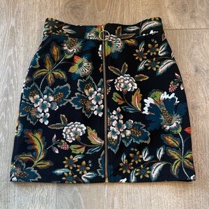 INC International Concepts Black Floral Zipper Mini Skirt Size 0